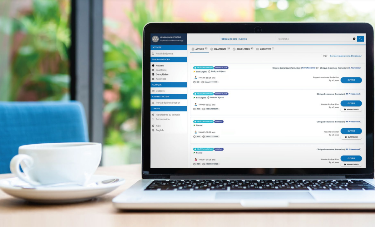Ordinateur avec l’interface de la PSV à l’écran