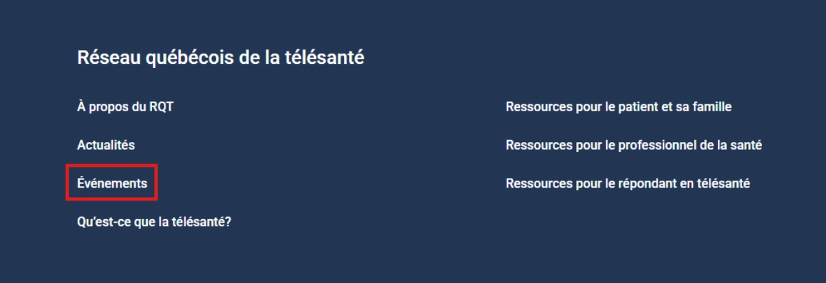 Le lien de la page dans le pied de page du Portail RQT